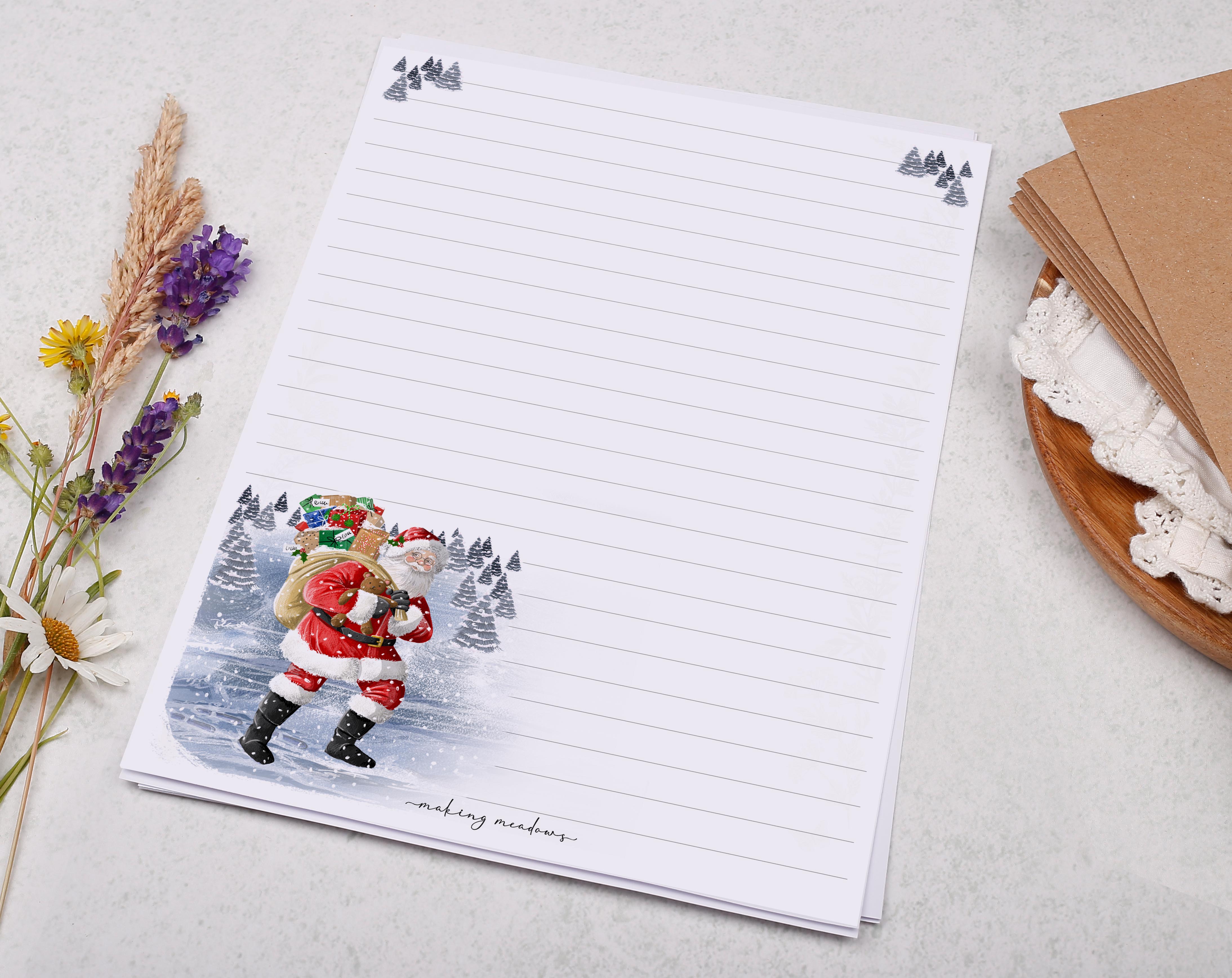 A5 writing paper with Santa. Stationery designed by Making Meadows