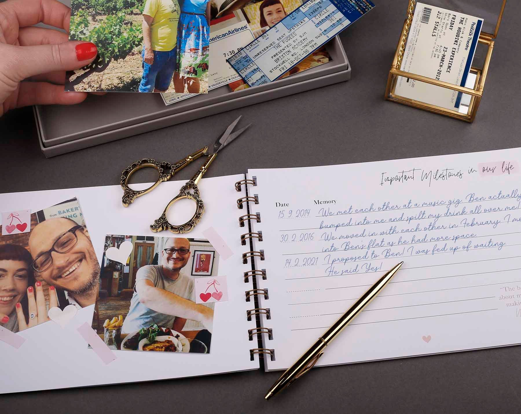 Beautiful navy polka dot 'Our Story' memory book. Scrapbooking & Stamping Kits designed by Making Meadows