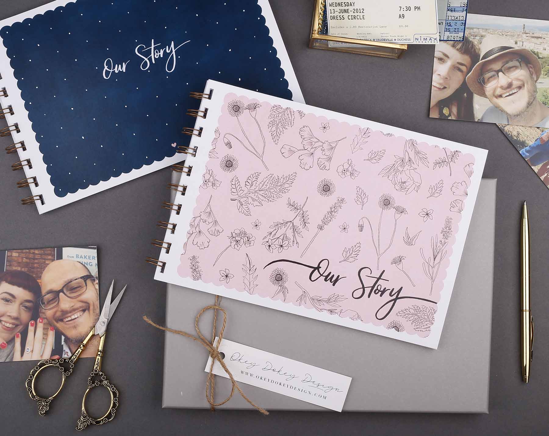 Beautiful pink floral 'Our Story' memory book. Scrapbooking & Stamping Kits designed by Making Meadows