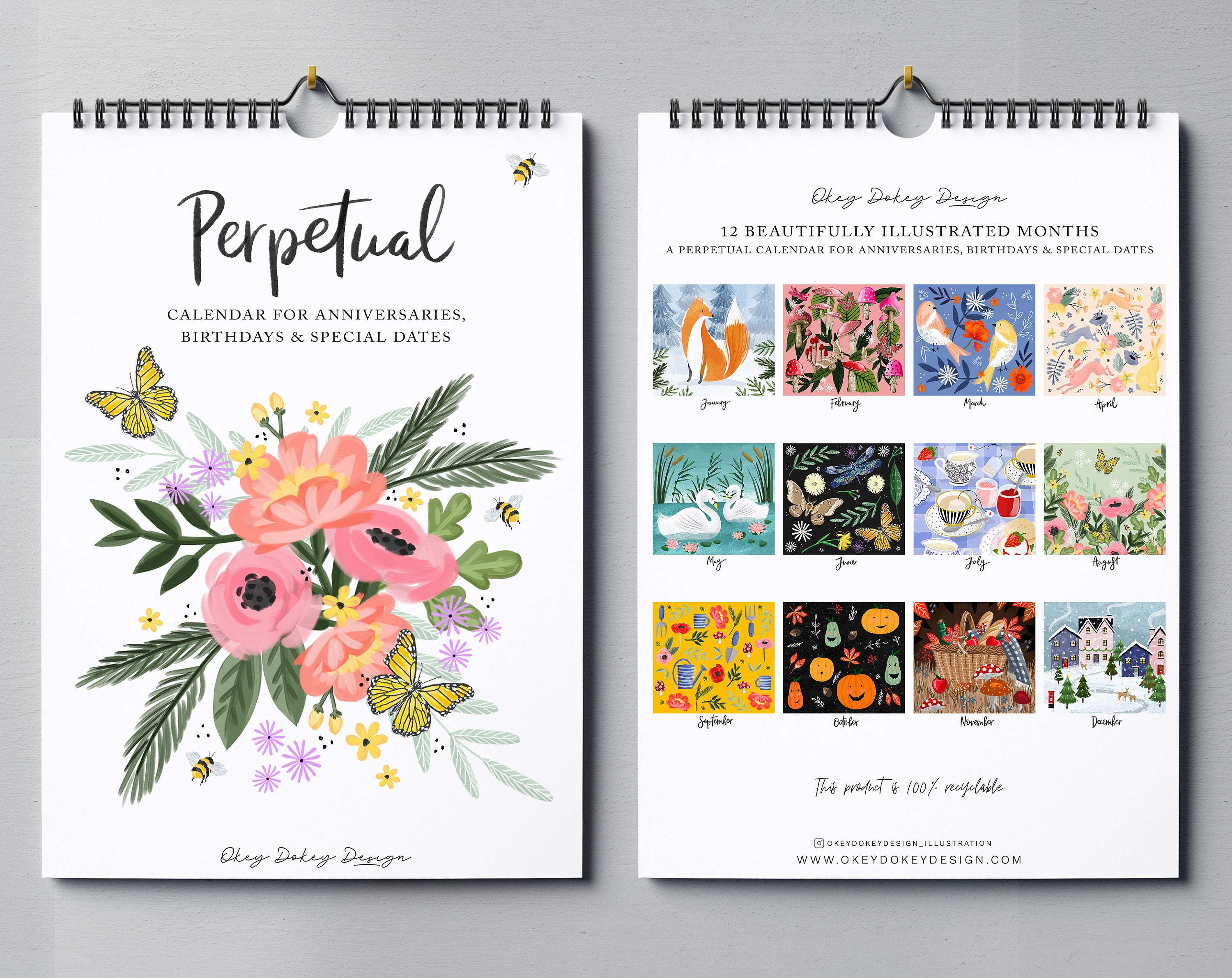 Beautifully illustrated perpetual wall calendar. Calendars, Organizers & Planners designed by Making Meadows