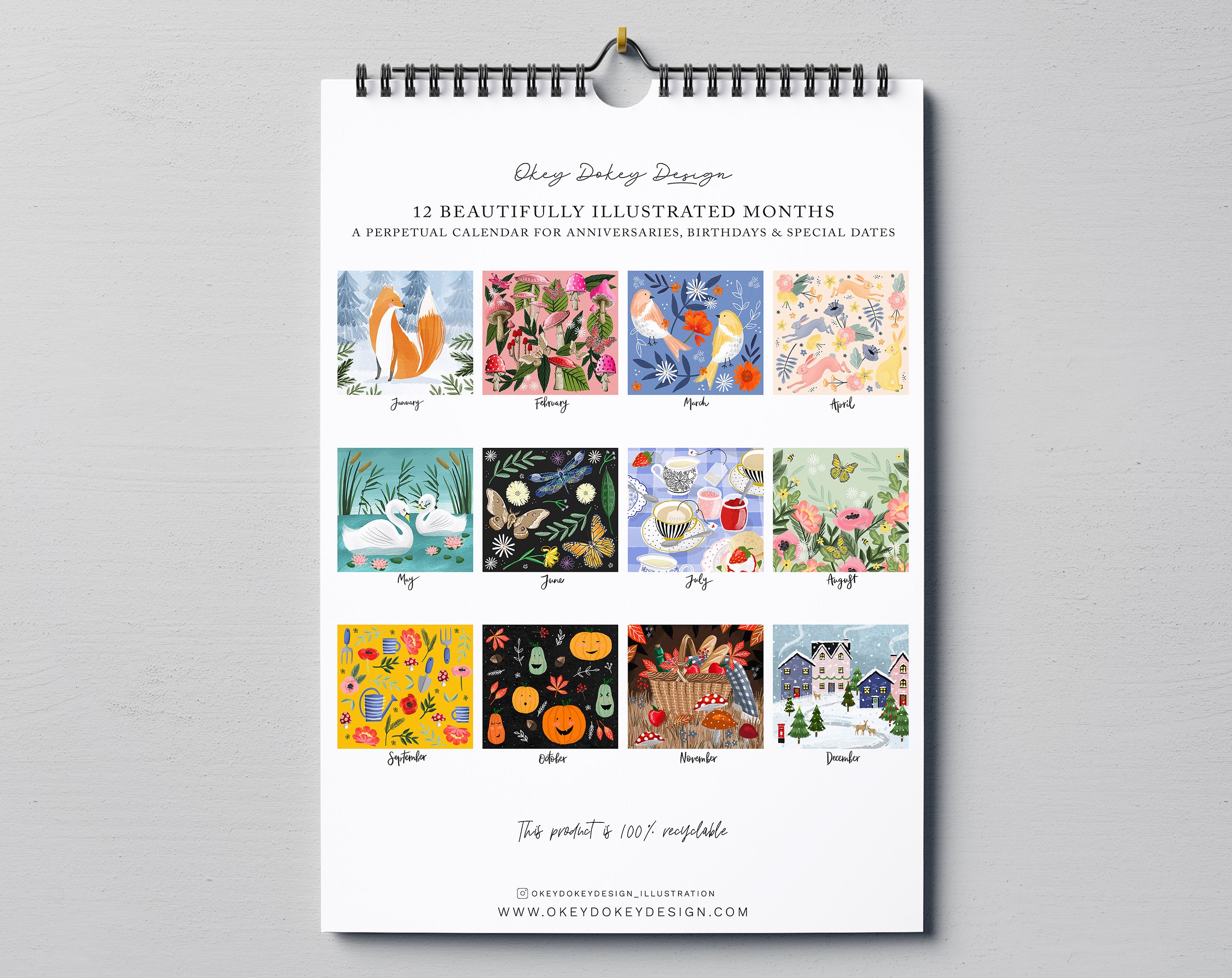 Beautifully illustrated perpetual wall calendar. Calendars, Organizers & Planners designed by Making Meadows