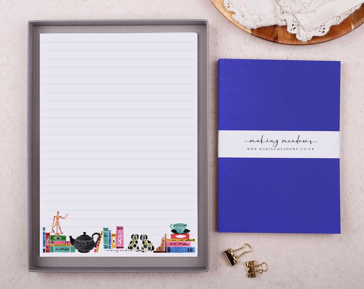 Book Shelf Writing Paper Gift Box. Stationery designed by Making Meadows