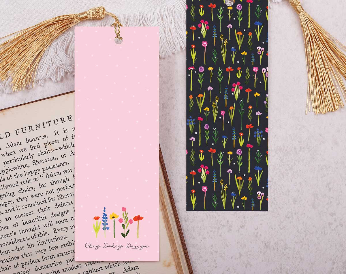 Dark Floral Bookmark With Tassel