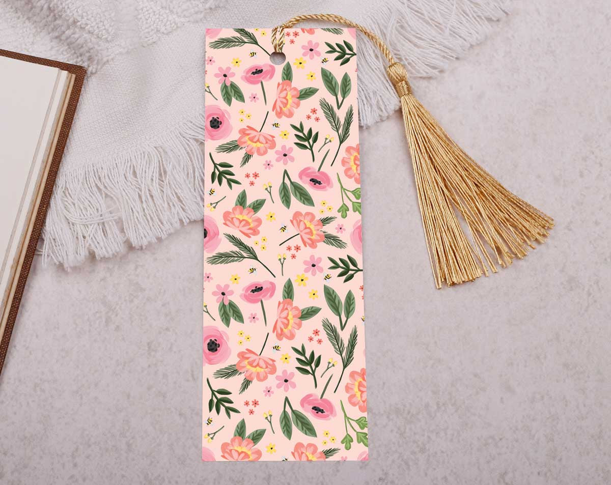 Pink Flower Bookmark With Tassel