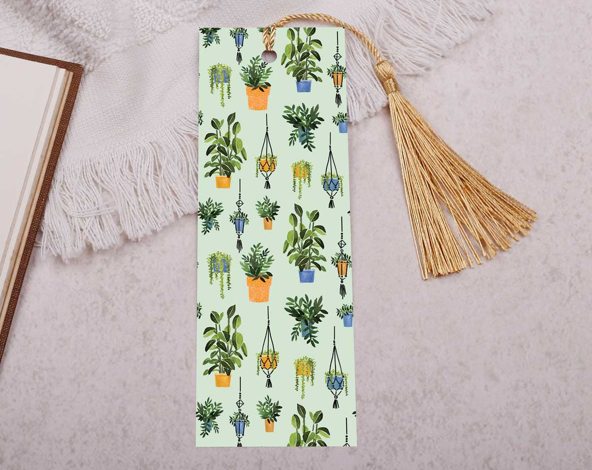 Plant Pots Bookmark With Tassel