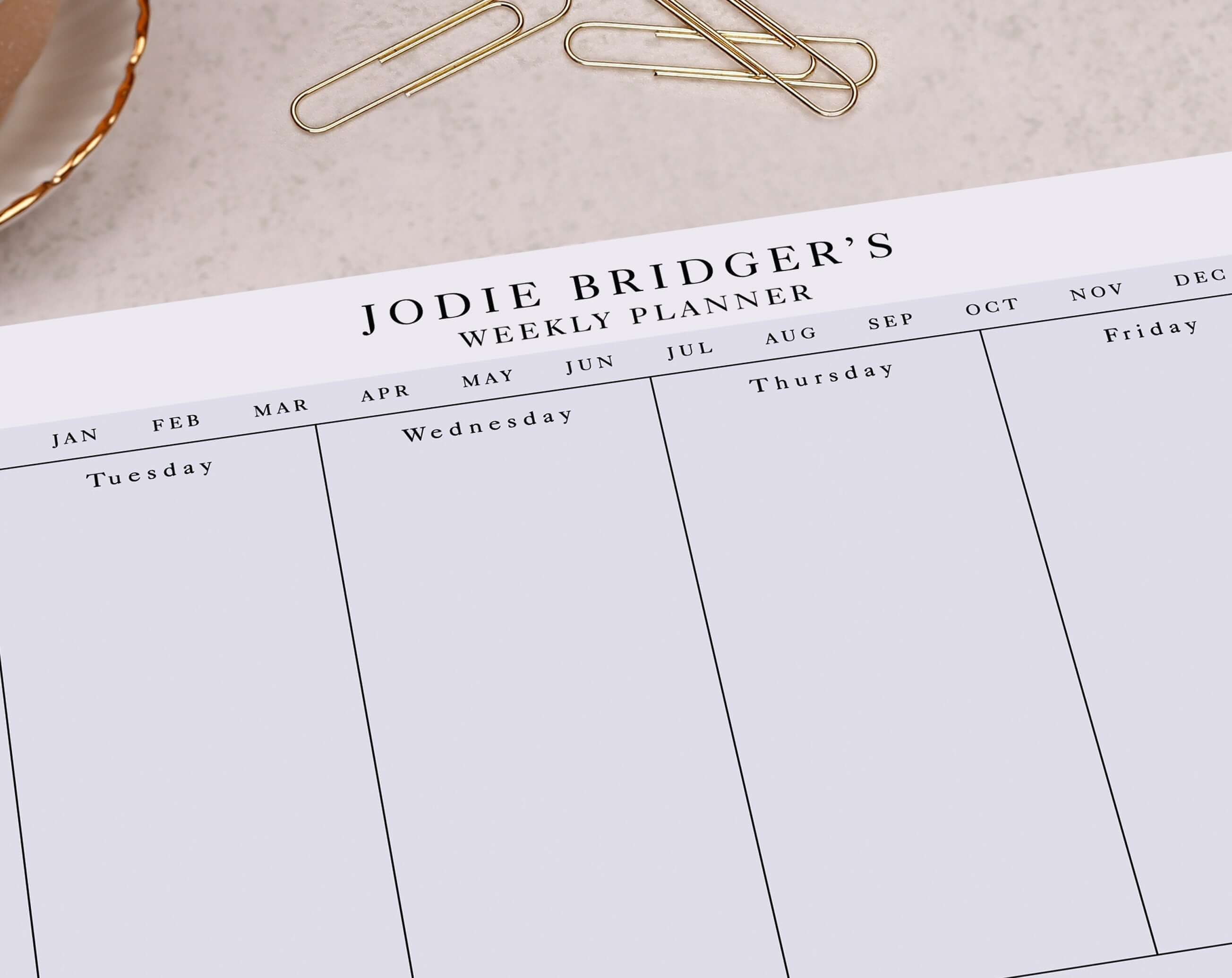 Botanical Fox Personalised Weekly Planner Pad. Planners designed by Making Meadows