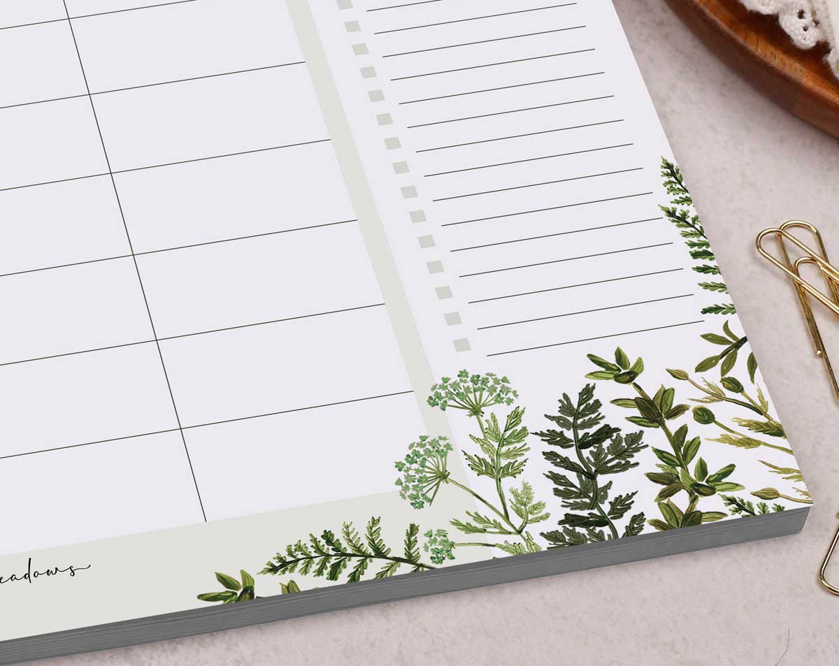 Botanical Weekly Meal Planner Pad. Desk Pads & Blotters designed by Making Meadows