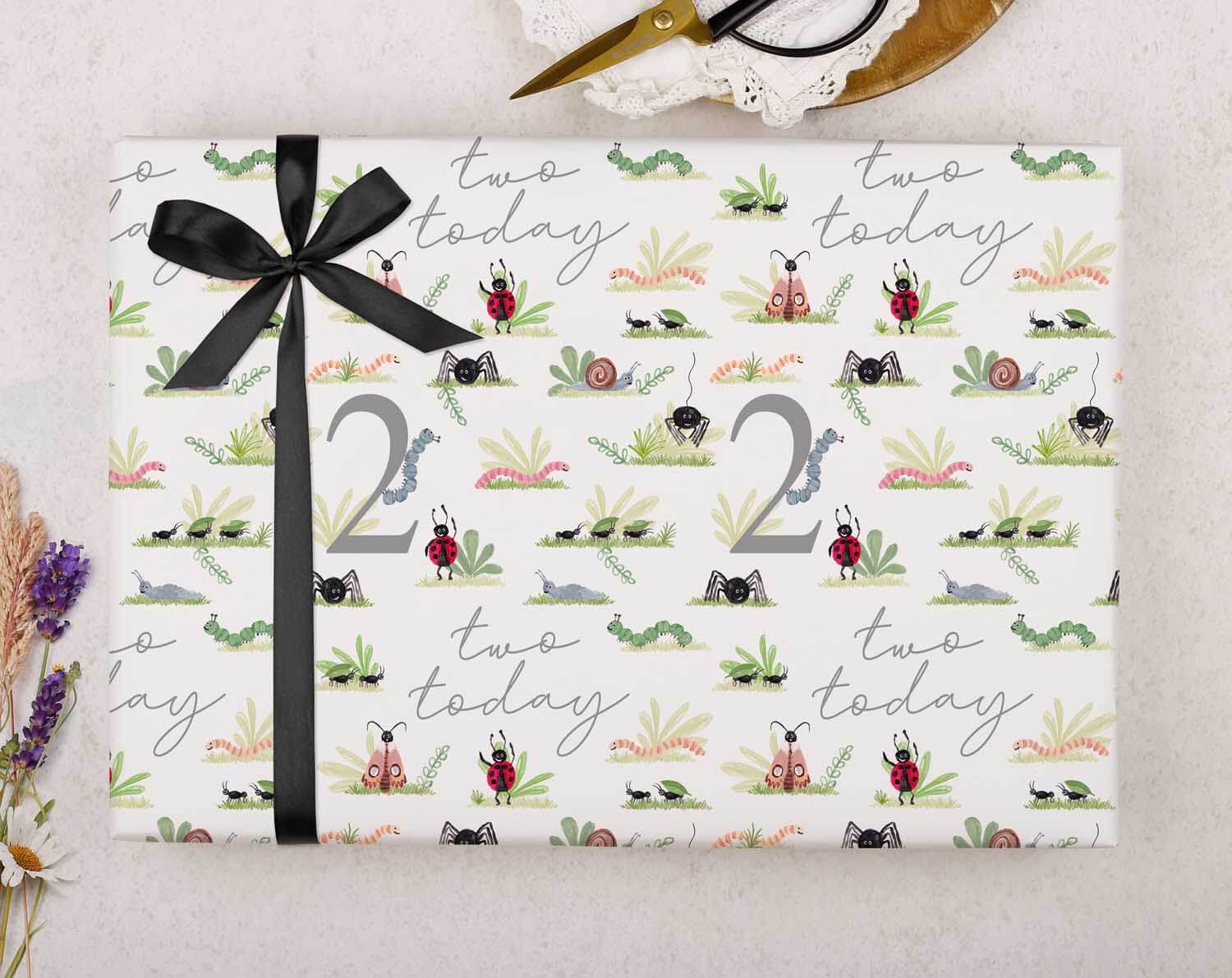 Bug 2nd Birthday Wrapping Paper. Wrapping Paper designed by Making Meadows