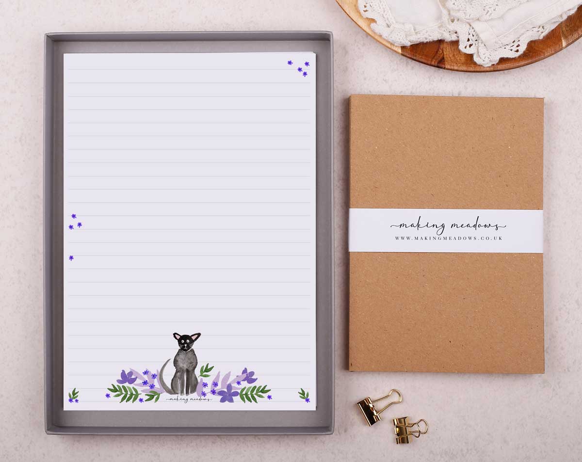 Cat Writing Paper Gift Box. Stationery designed by Making Meadows