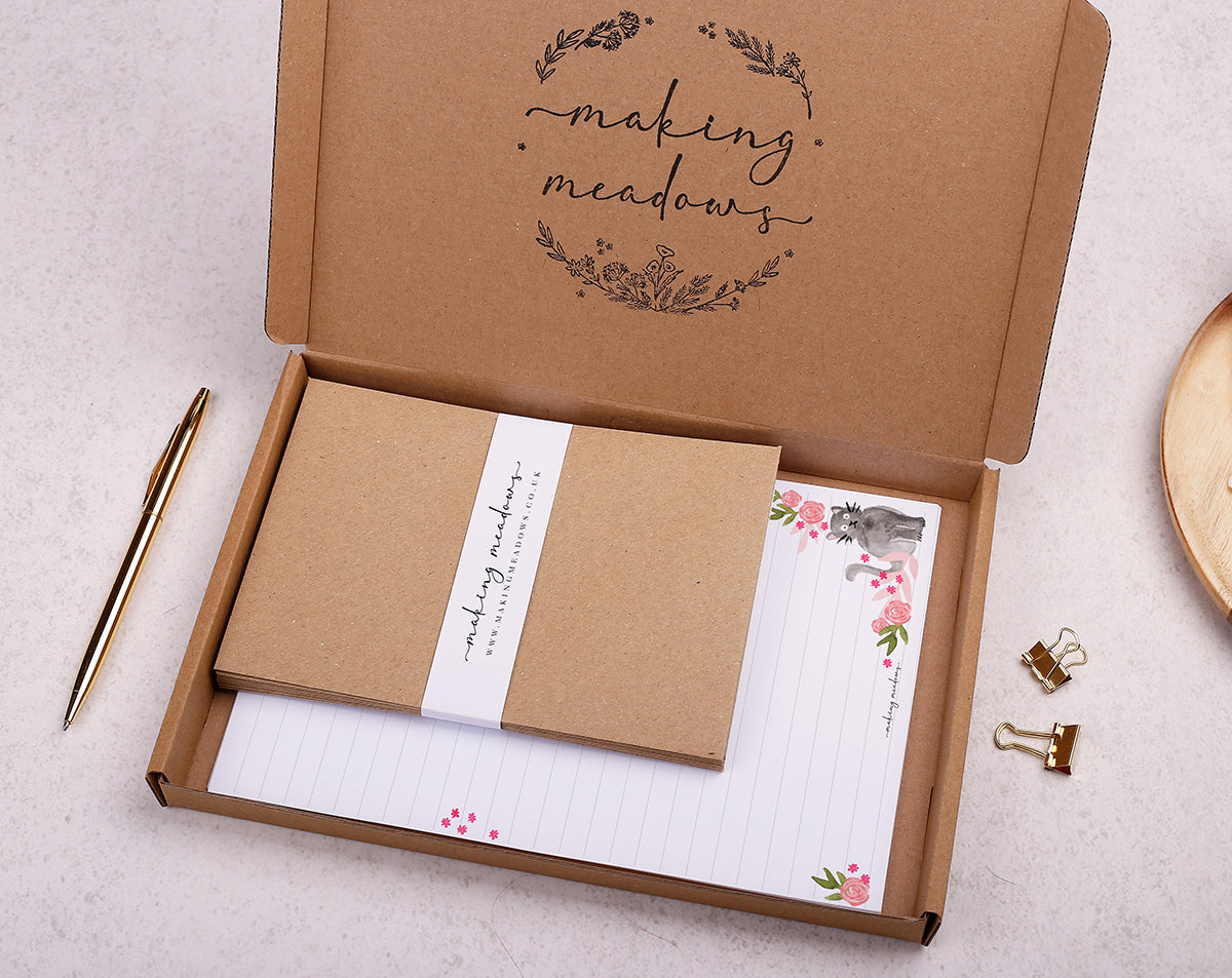 Cat Writing Paper Gift Box. Stationery designed by Making Meadows