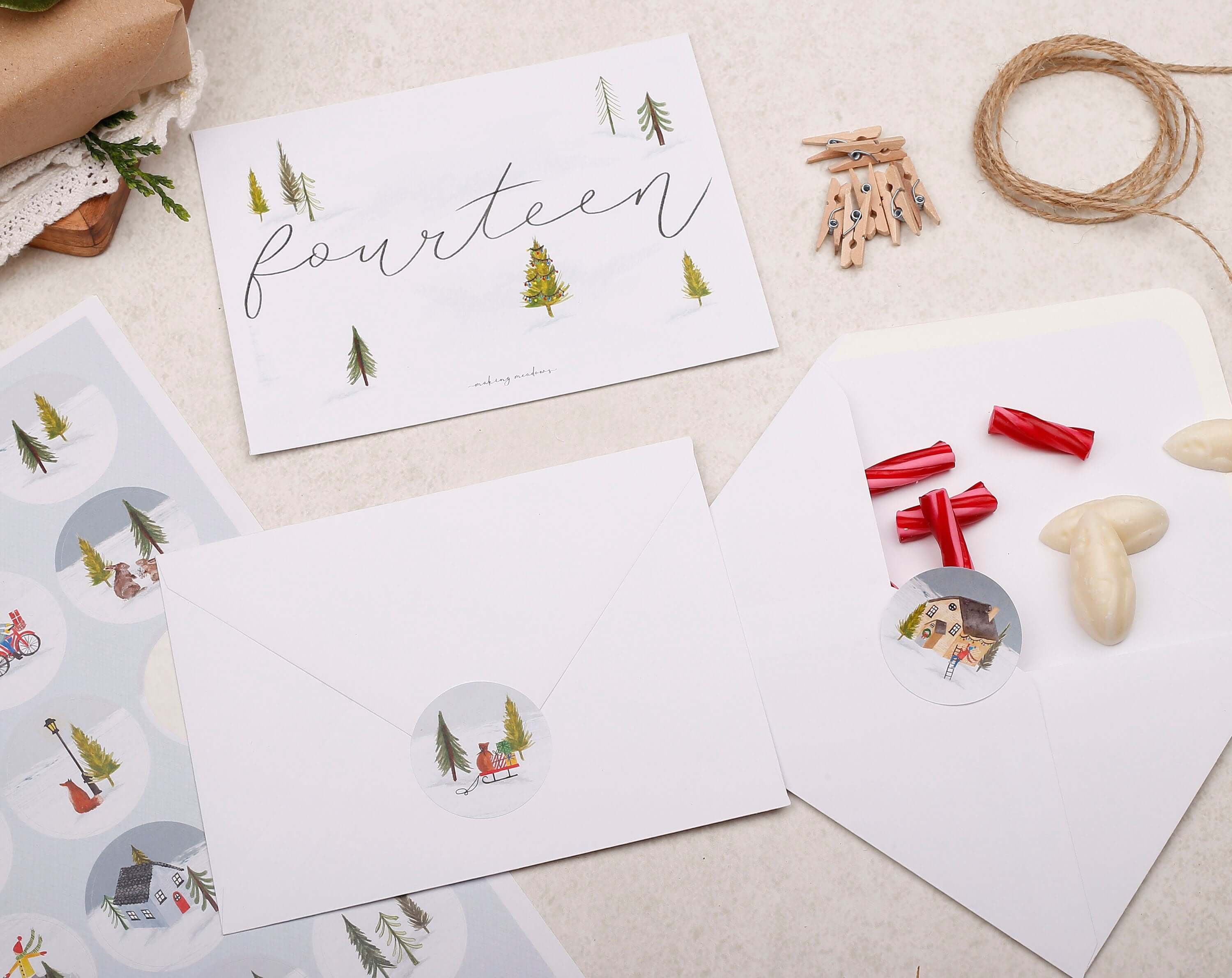 Children's Christmas Advent Calendar Envelopes. Advent Calendars designed by Making Meadows