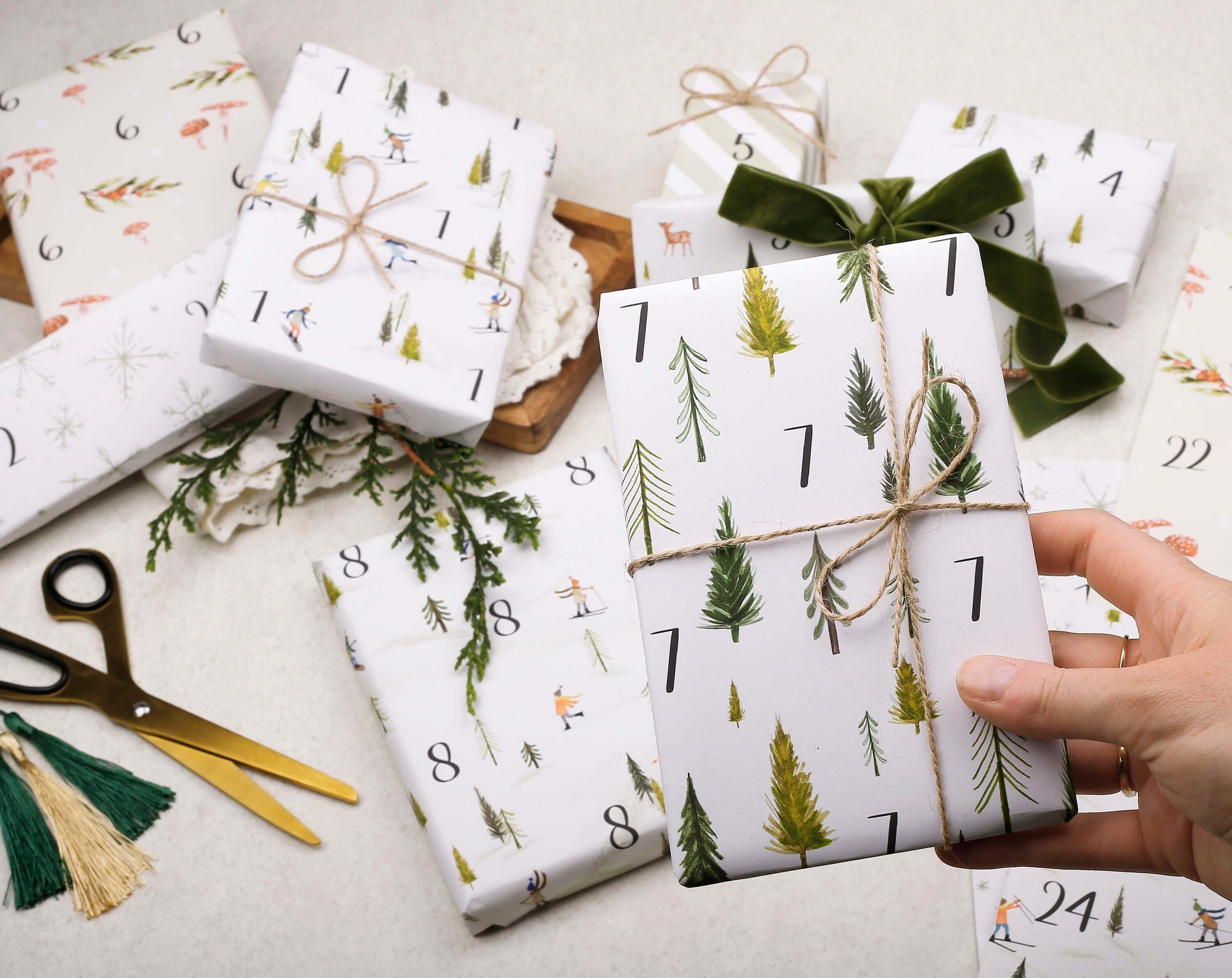 Christmas Advent Calendar Wrapping Paper Kit. Wrapping Paper designed by Making Meadows