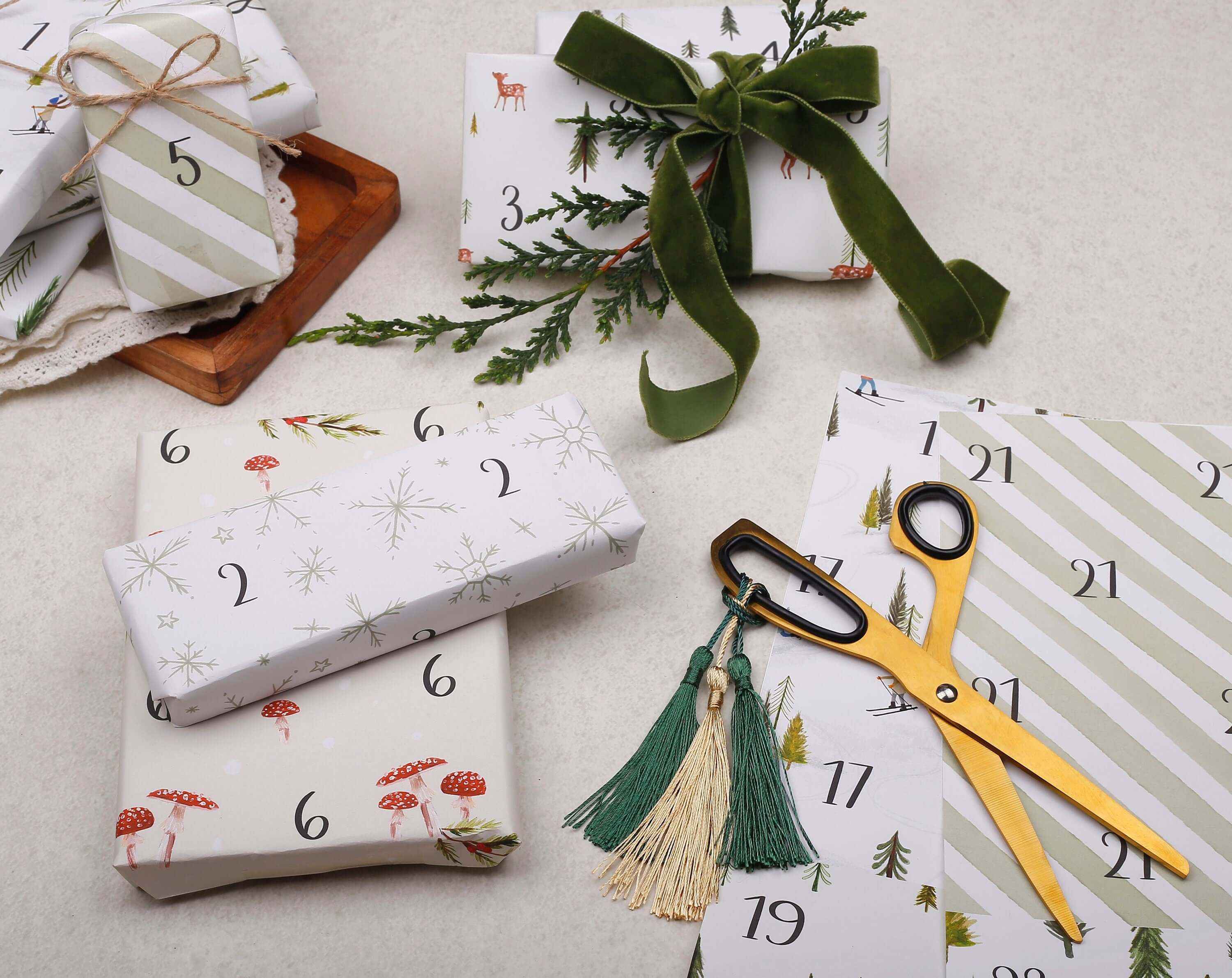 Christmas Advent Calendar Wrapping Paper Kit. Wrapping Paper designed by Making Meadows