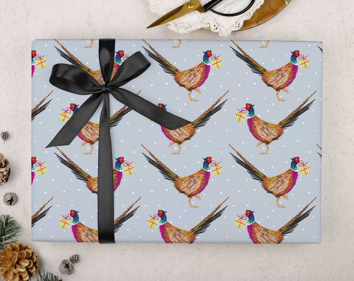 Christmas Pheasant Wrapping Paper. Wrapping Paper designed by Making Meadows