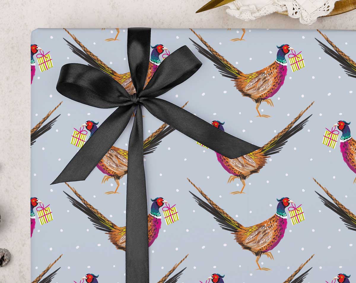 Christmas Pheasant Wrapping Paper. Wrapping Paper designed by Making Meadows