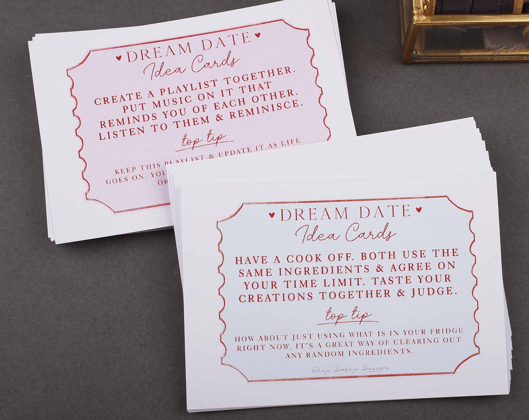 Date idea cards with keepsake box. Card Games designed by Making Meadows