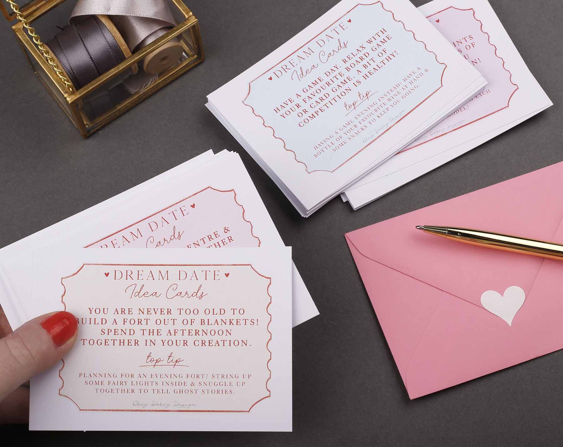 Date idea cards with keepsake box. Card Games designed by Making Meadows
