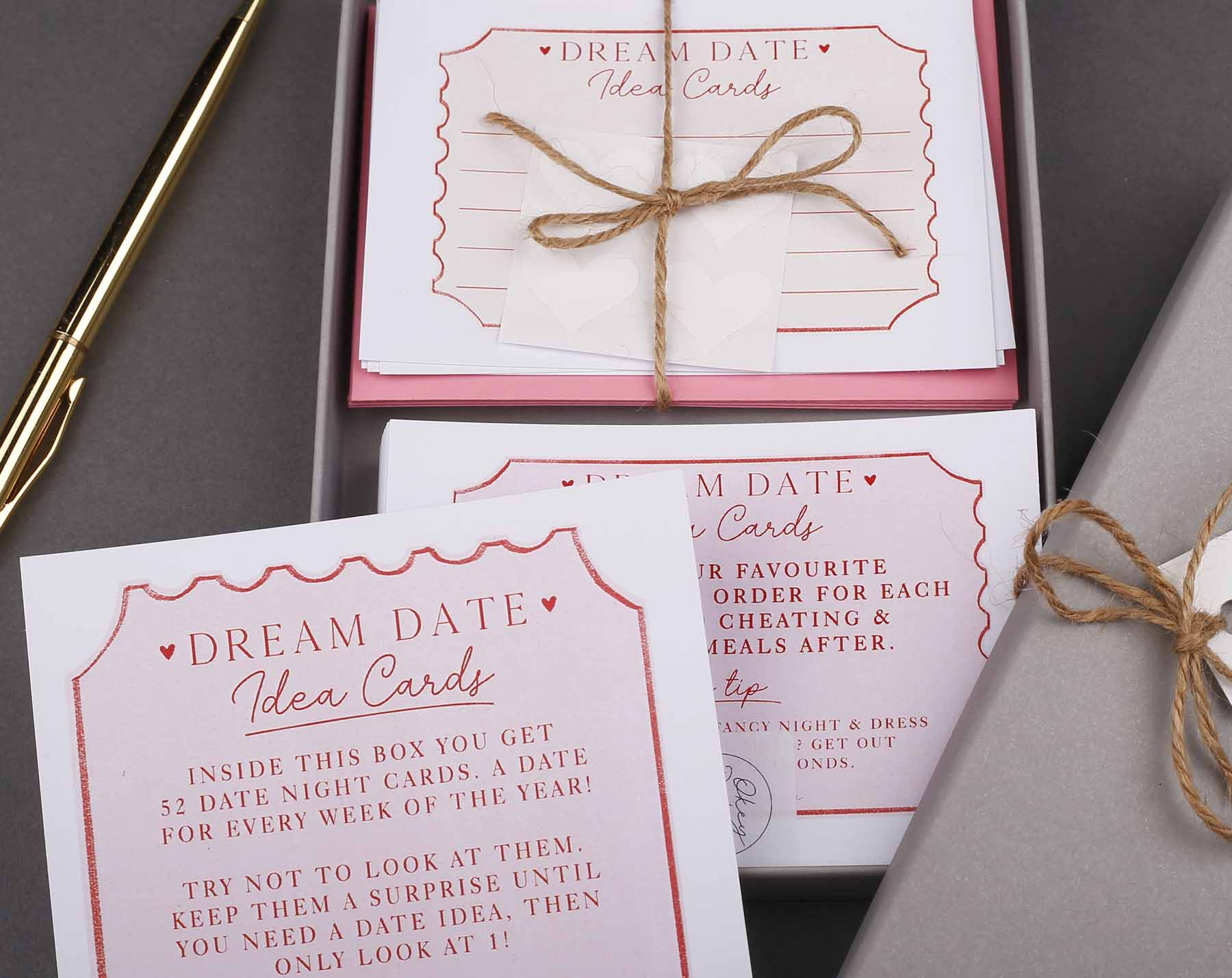 Date idea cards with keepsake box