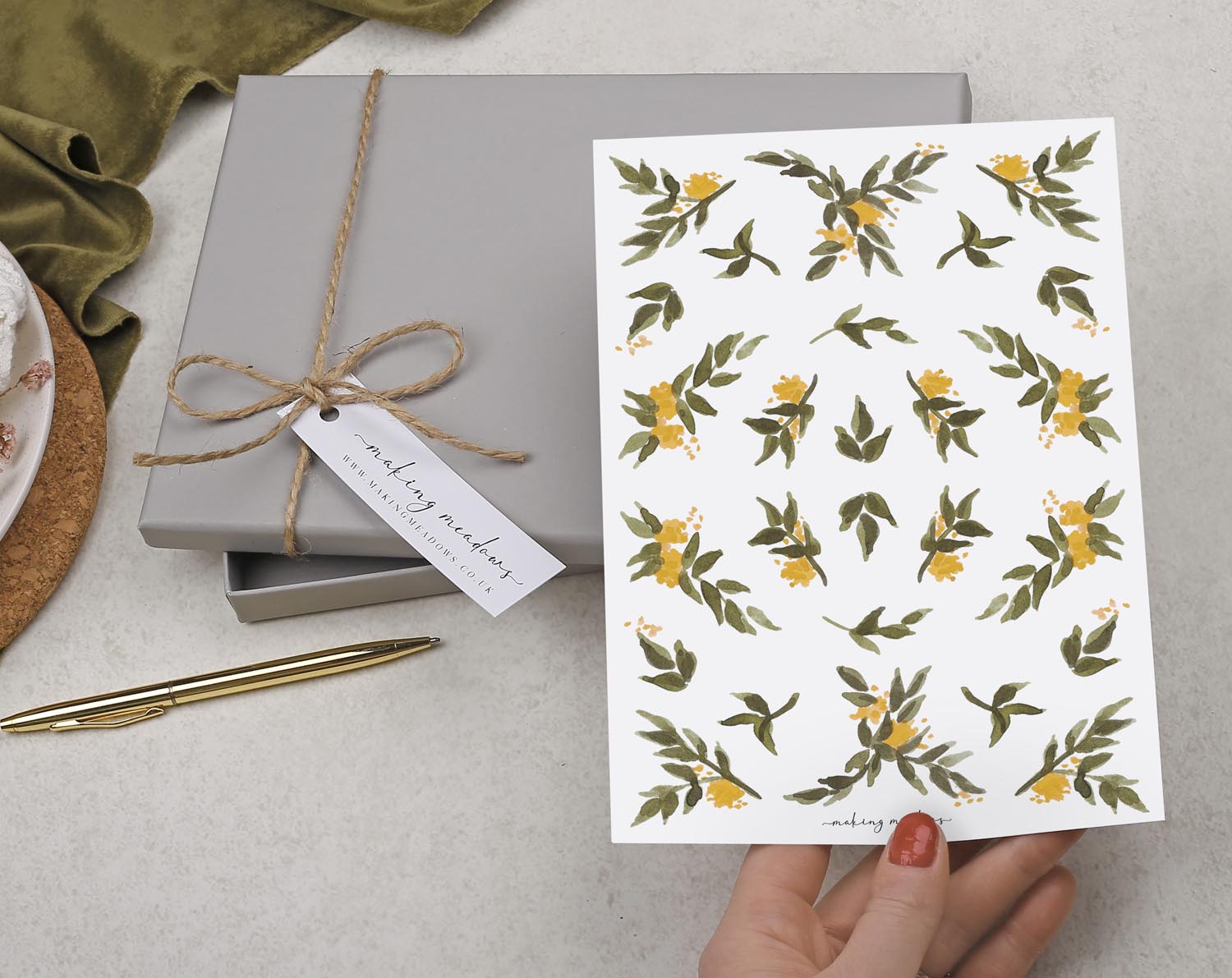 Double Sided A5 Writing Paper With Yellow Flowers. Stationery designed by Making Meadows