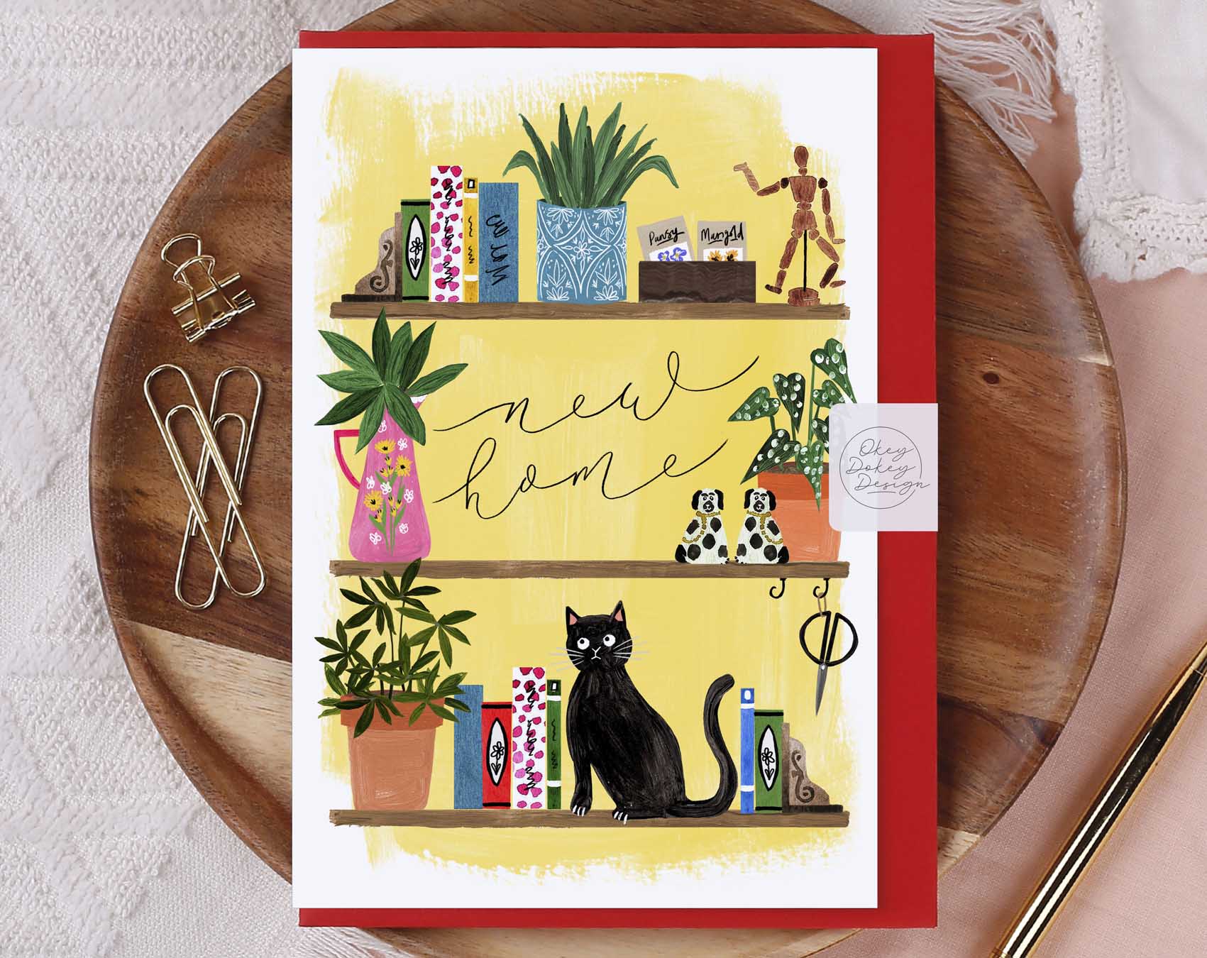 Floral Bookshelf New Home Card. Greeting & Note Cards designed by Making Meadows