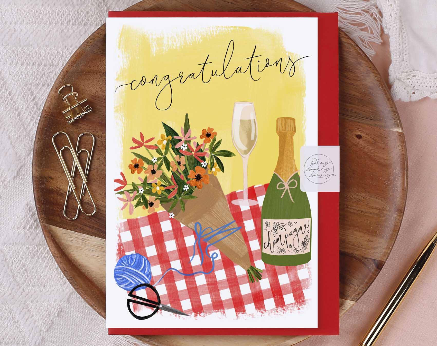 Floral Congratulations Champagne Card. Greeting & Note Cards designed by Making Meadows