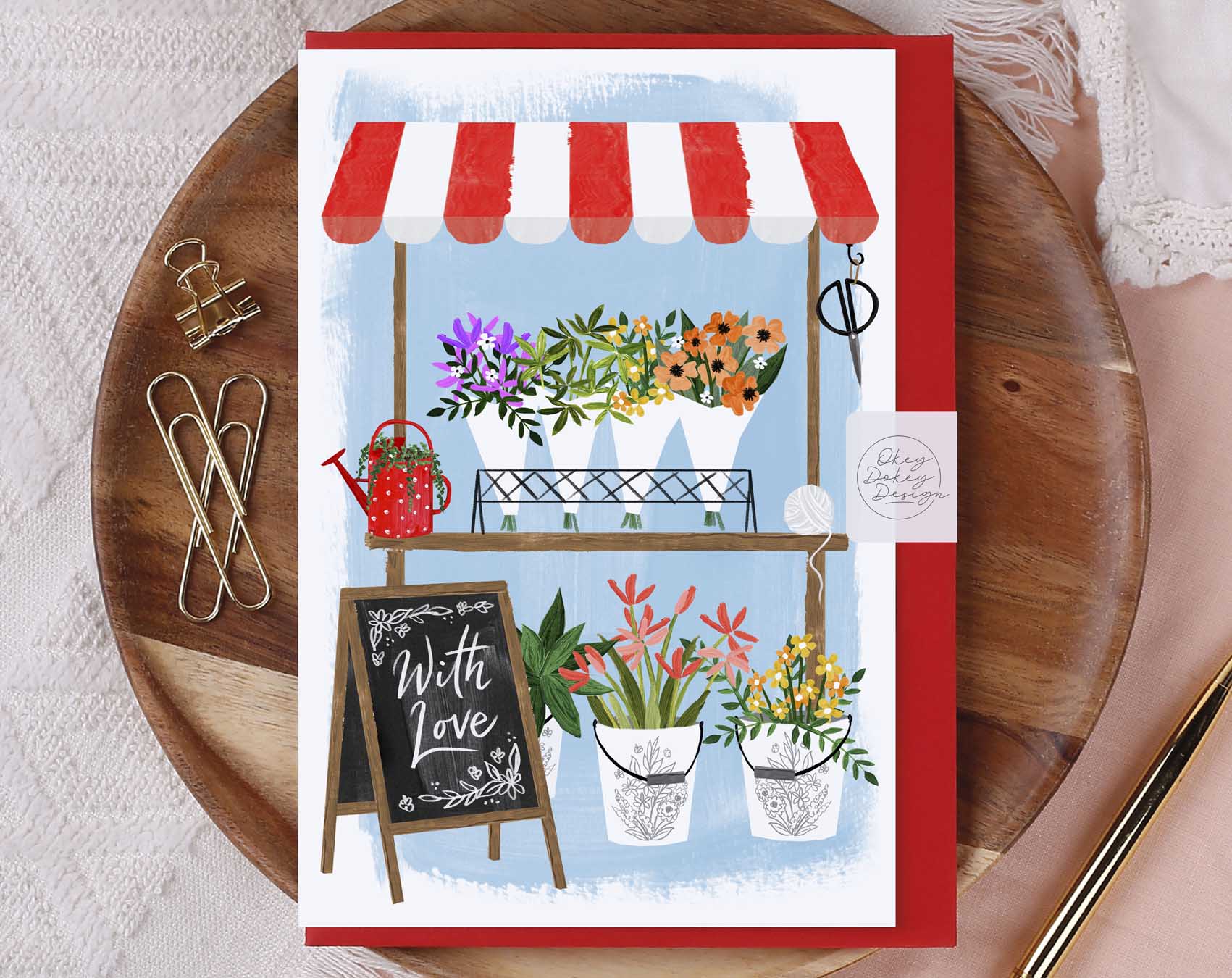 Floral Flower Shop With Love Card. Greeting & Note Cards designed by Making Meadows