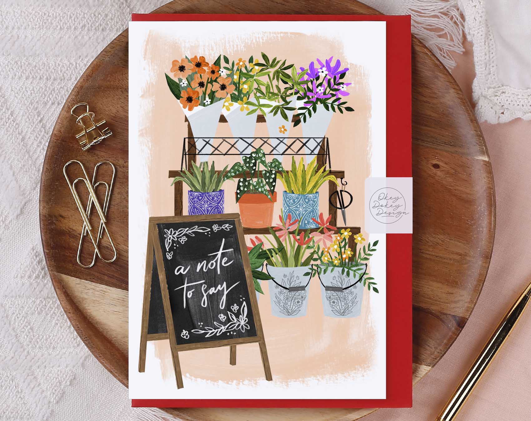 Floral Just A Note To Say Card. Greeting & Note Cards designed by Making Meadows