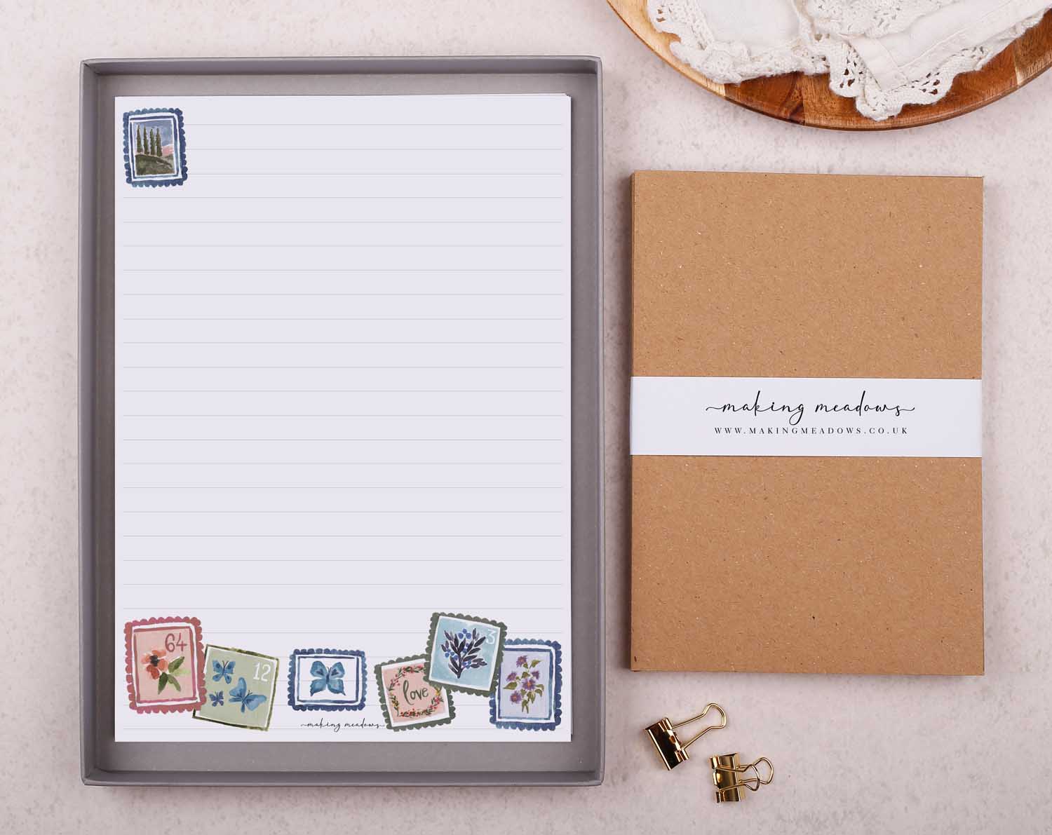 Floral Stamps Writing Paper Gift Box. Stationery designed by Making Meadows