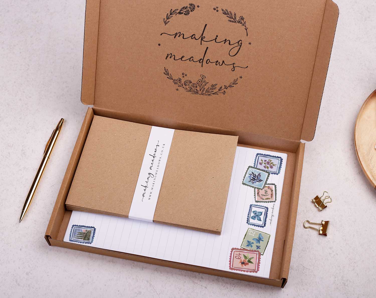 Floral Stamps Writing Paper Gift Box. Stationery designed by Making Meadows