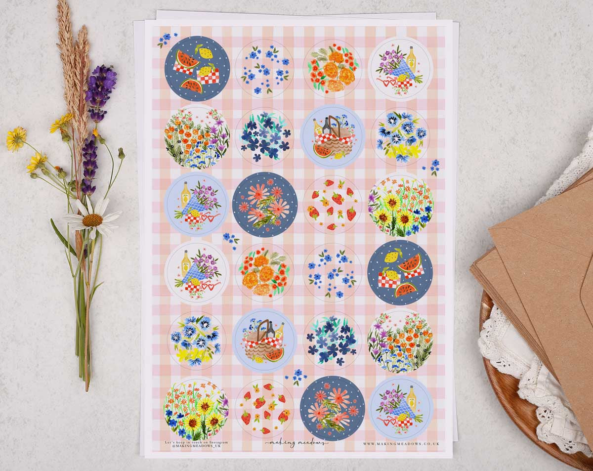 Floral Sticker Sheet. Decorative Stickers designed by Making Meadows