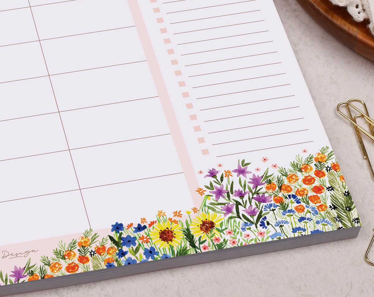 Floral Weekly Meal Planner Pad. Desk Pads & Blotters designed by Making Meadows