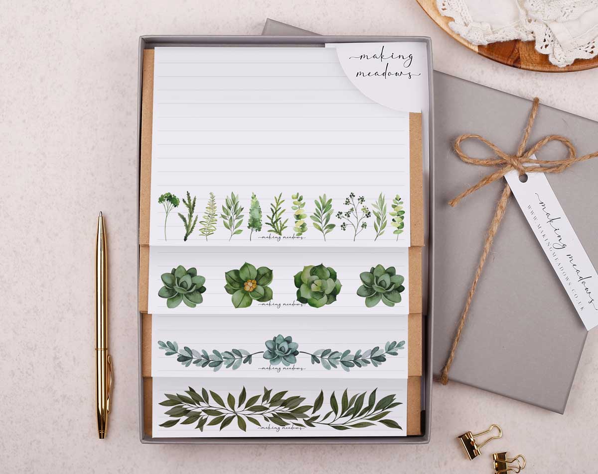 Beautiful botanical writing paper set