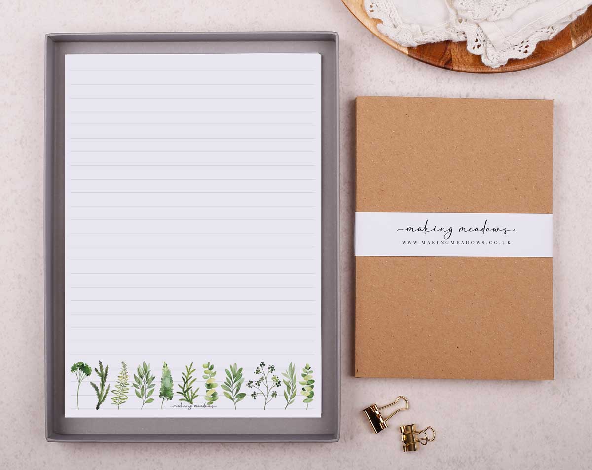 Beautiful botanical writing paper set