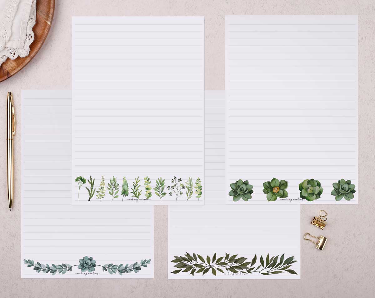 Beautiful botanical writing paper set