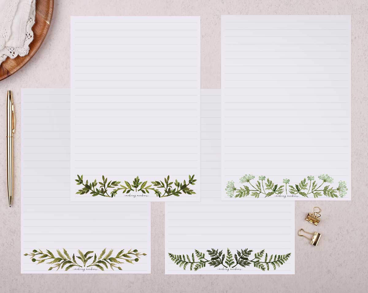 Botanical Leaves Writing Paper Gift Box