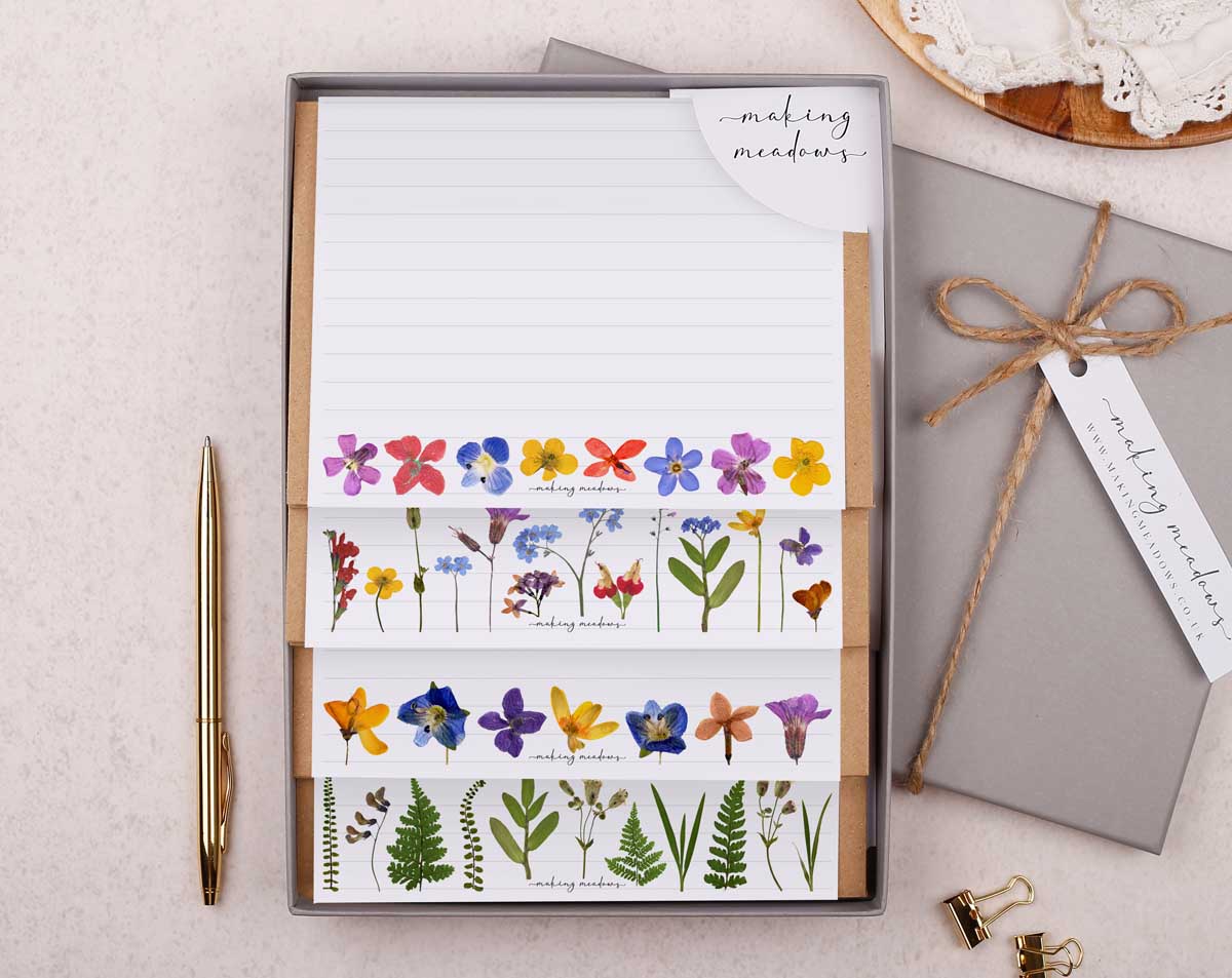 Pressed Flowers Writing Paper Gift Box