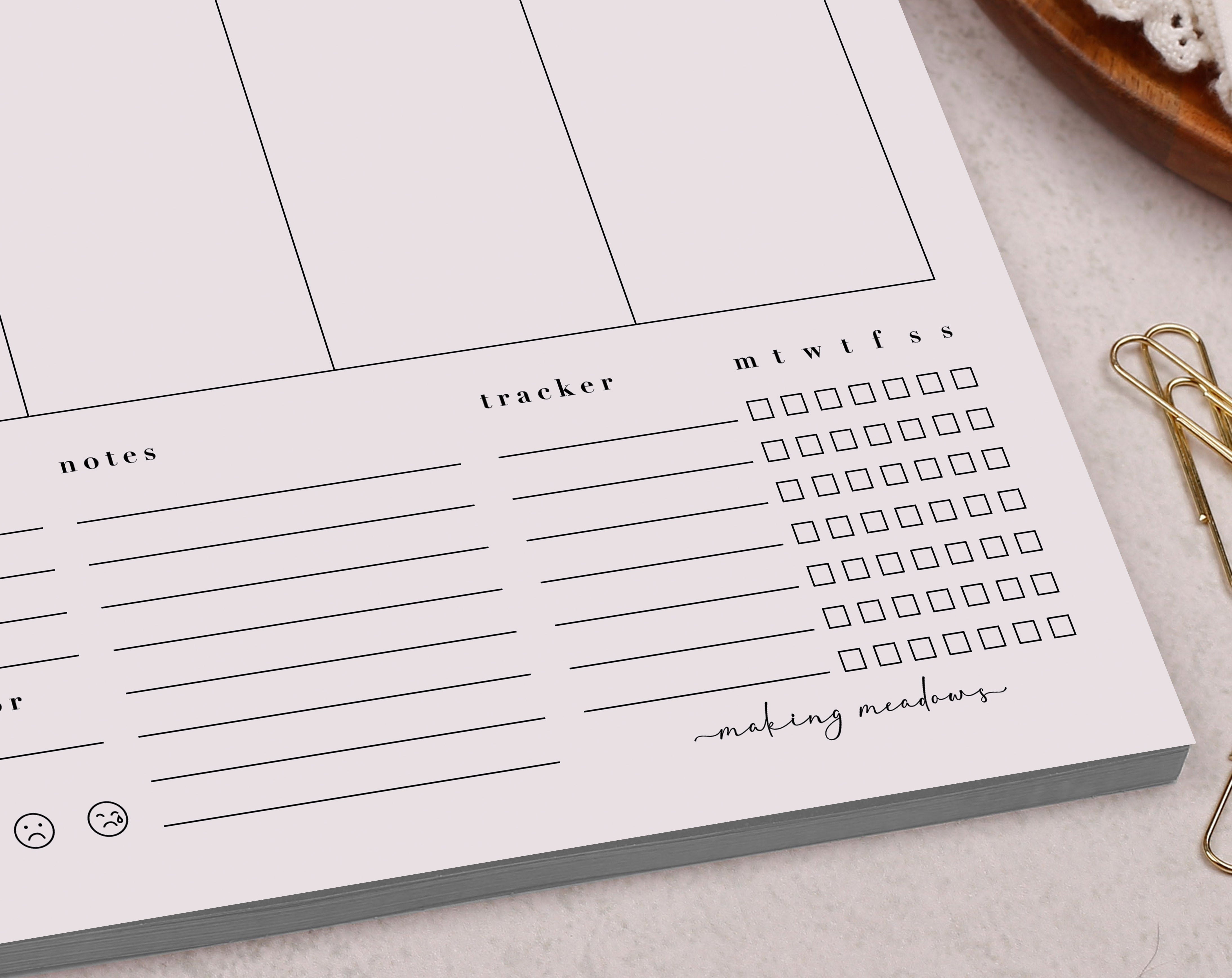 Habit Tracker & Weekly Planner Desk Pad. Desk Pads & Blotters designed by Making Meadows