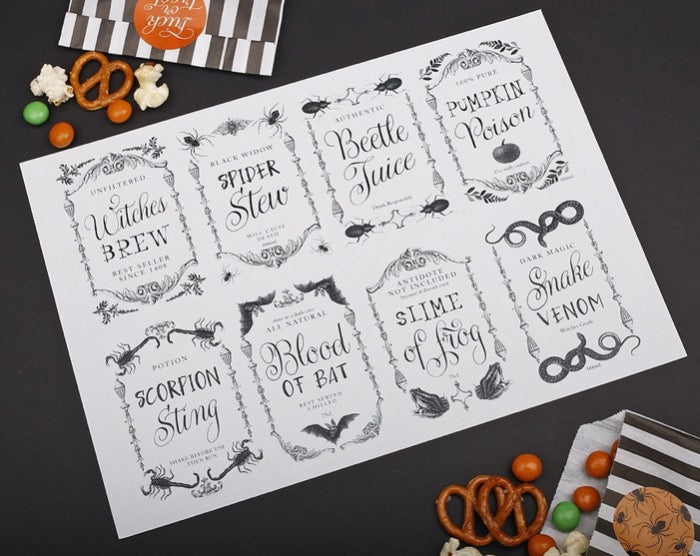 Halloween Drink Label Stickers. Decorative Stickers designed by Making Meadows
