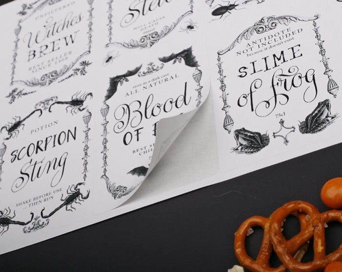 Halloween Drink Label Stickers. Decorative Stickers designed by Making Meadows