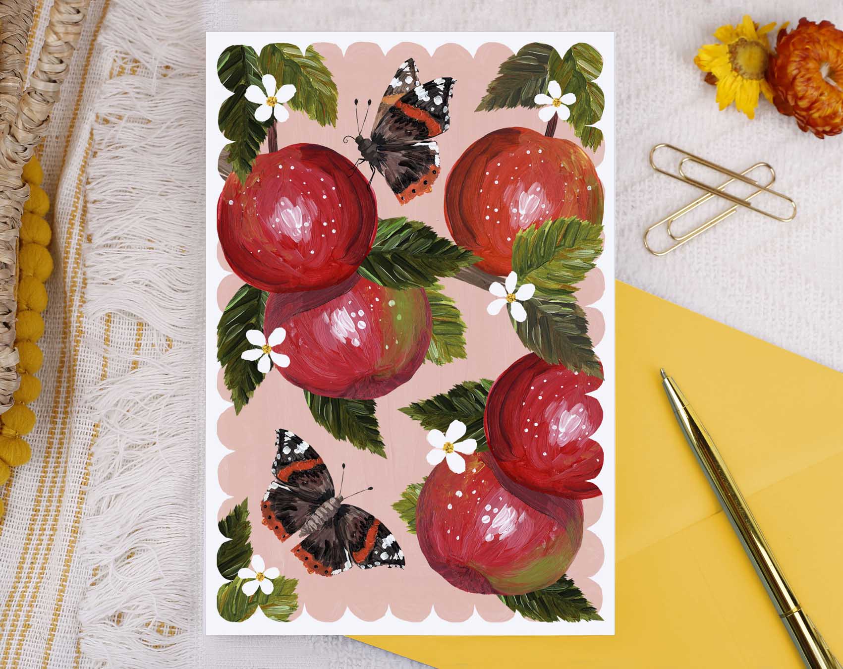 Hedgerow Apples Blank Card. Greeting & Note Cards designed by Making Meadows