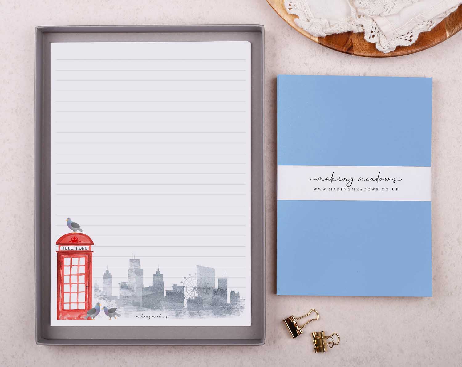 King Charles III Coronation Writing Paper Gift Box. Stationery designed by Making Meadows