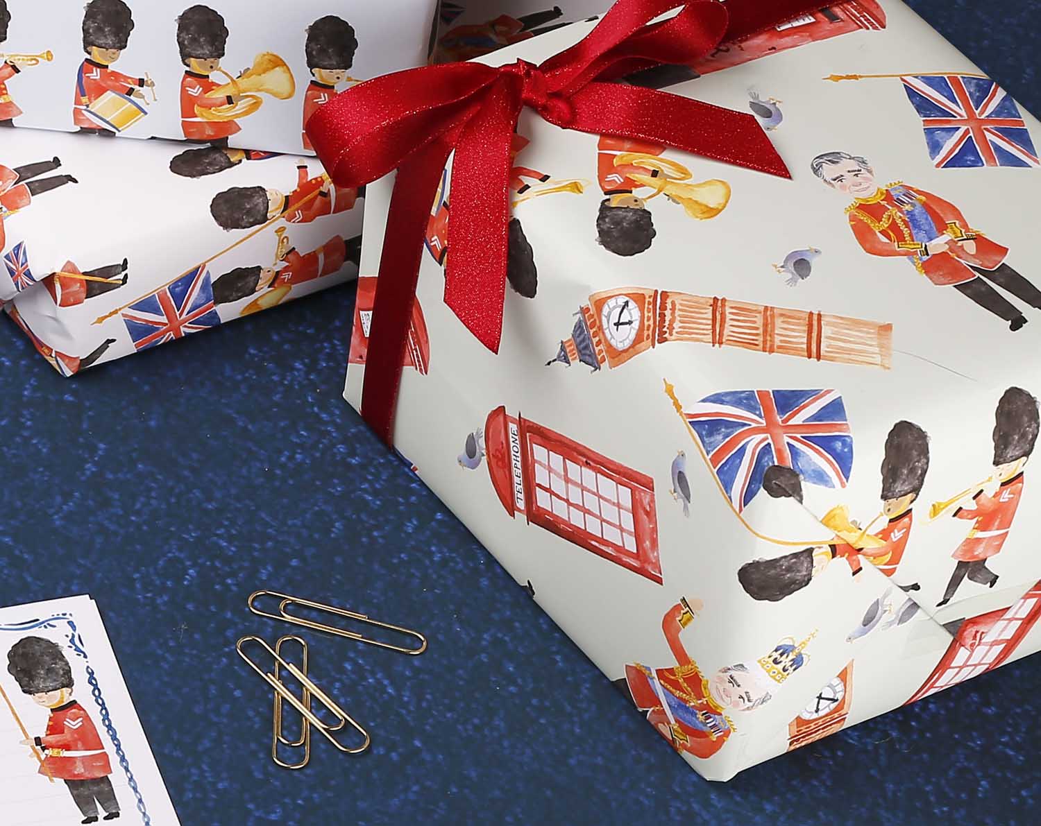 King Charles In London Wrapping Paper. Wrapping Paper designed by Making Meadows