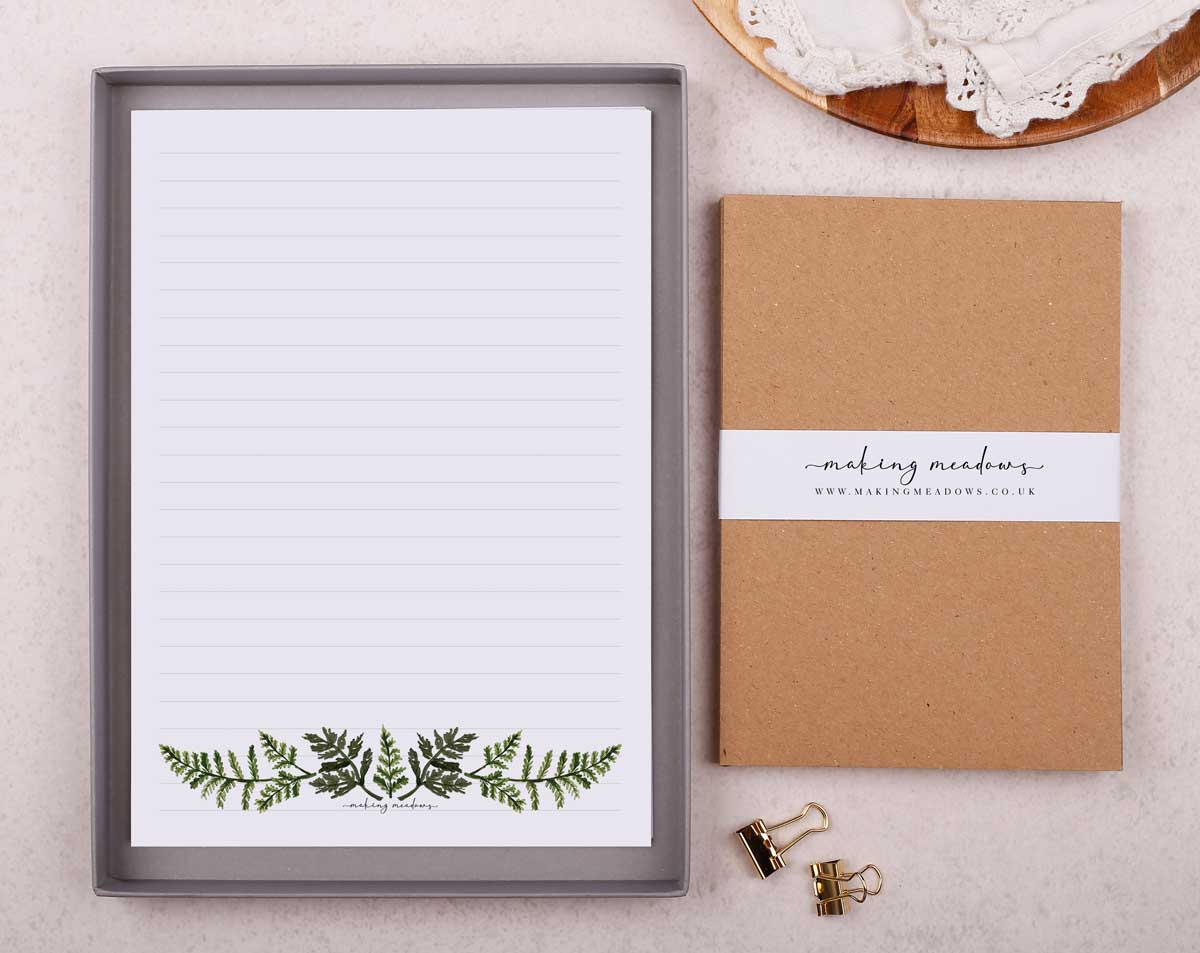 Leaves Writing Paper Gift Box. Stationery designed by Making Meadows
