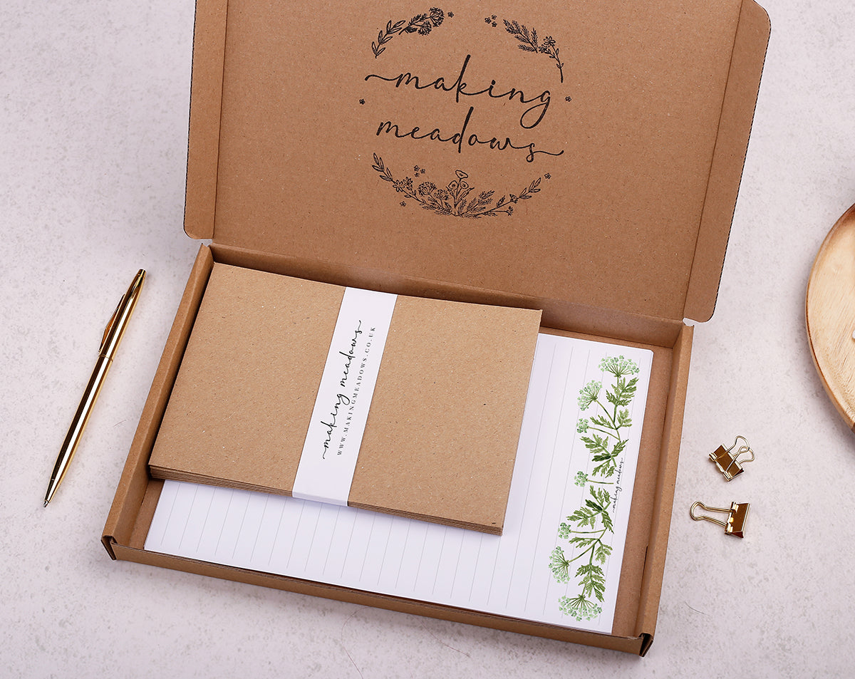 Leaves Writing Paper Gift Box. Stationery designed by Making Meadows