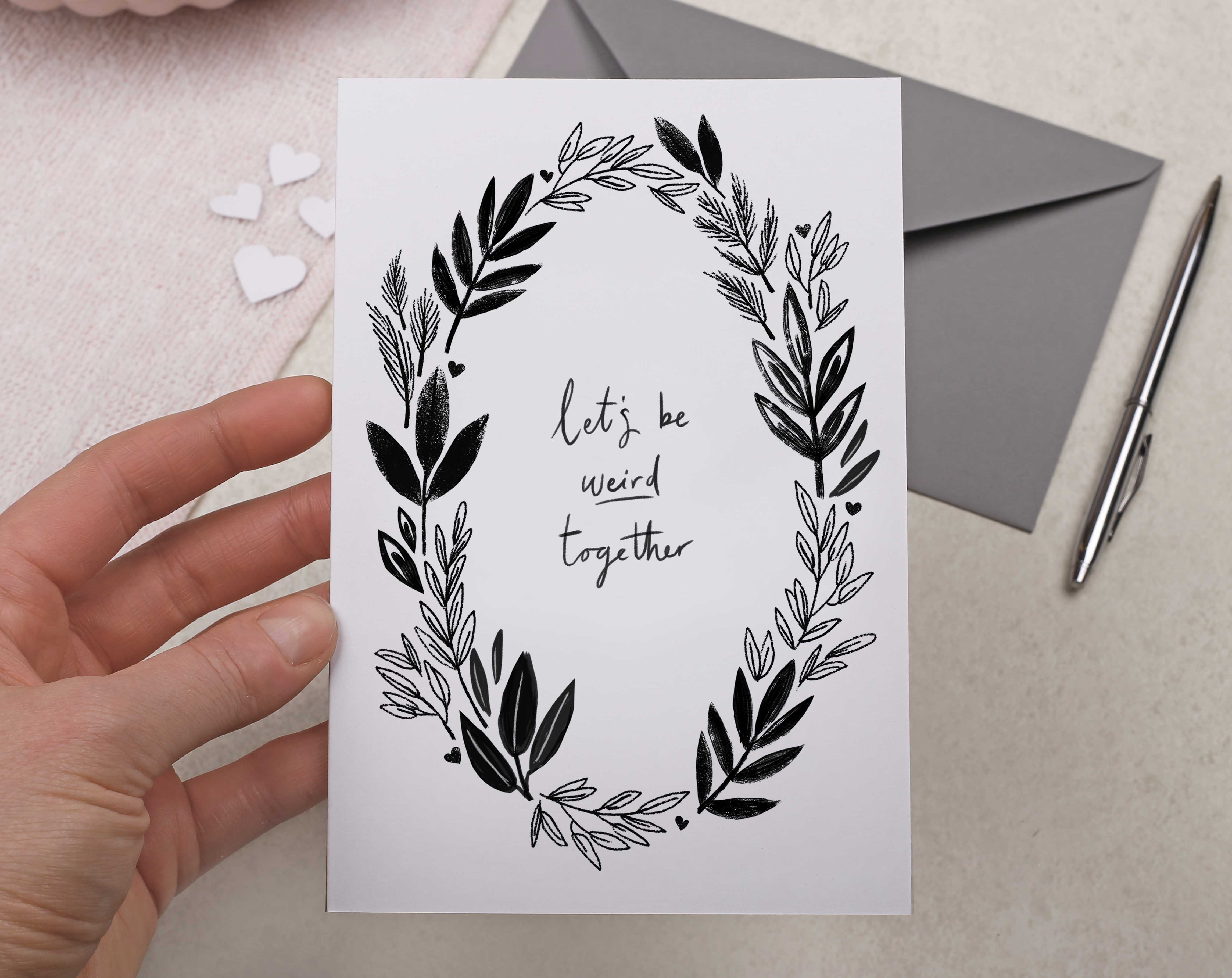 Let's Be Weird Together Valentine Card. Greeting & Note Cards designed by Making Meadows