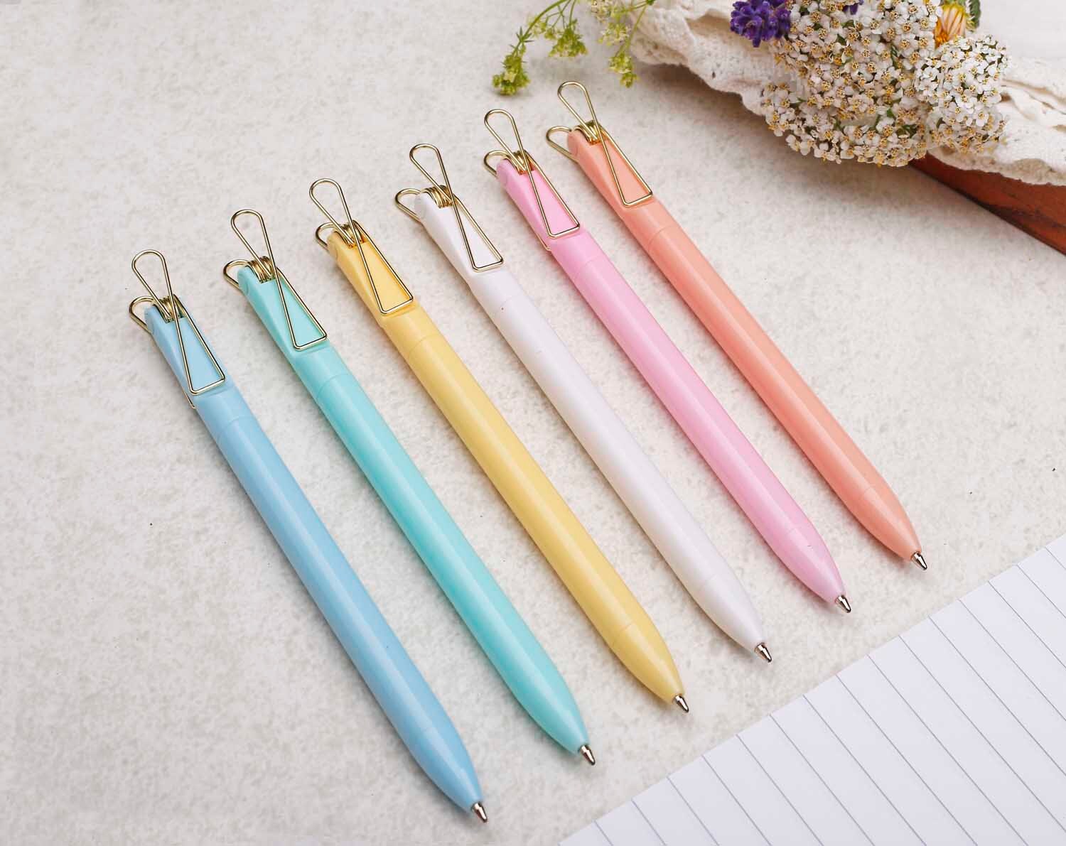 Light Green Ballpoint Pen With Gold Clip. Pens designed by Making Meadows