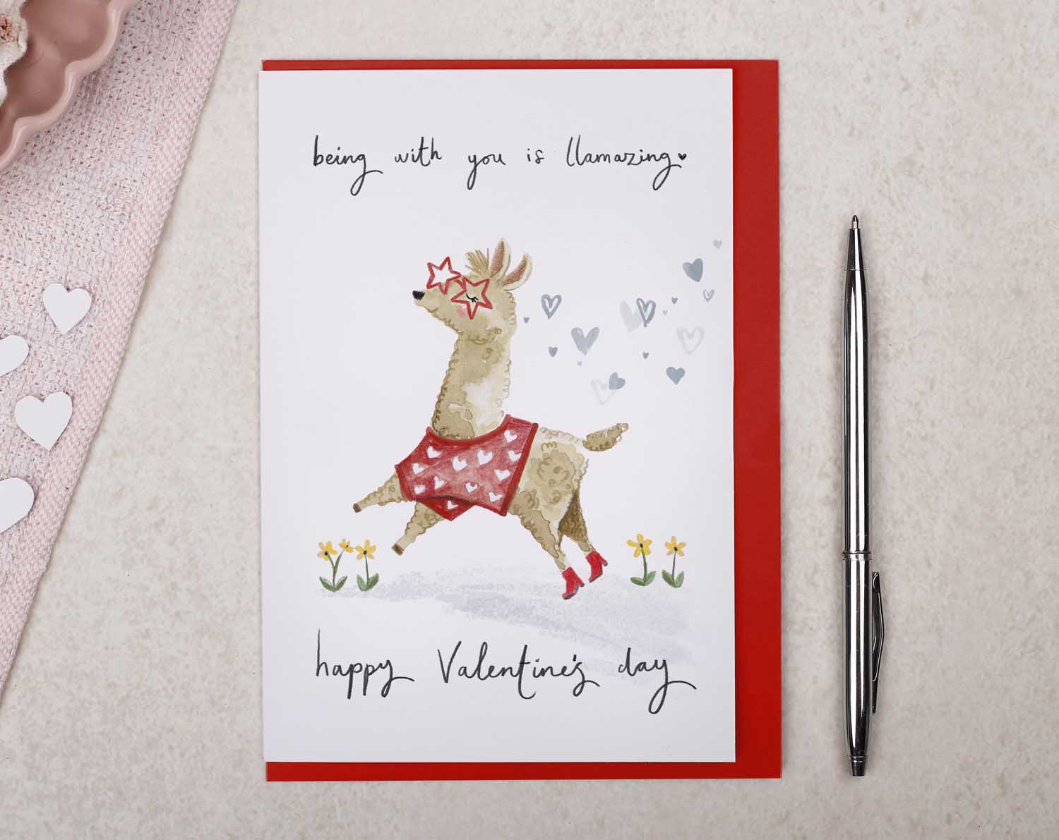 Llama Valentine Card. Greeting Cards designed by Making Meadows