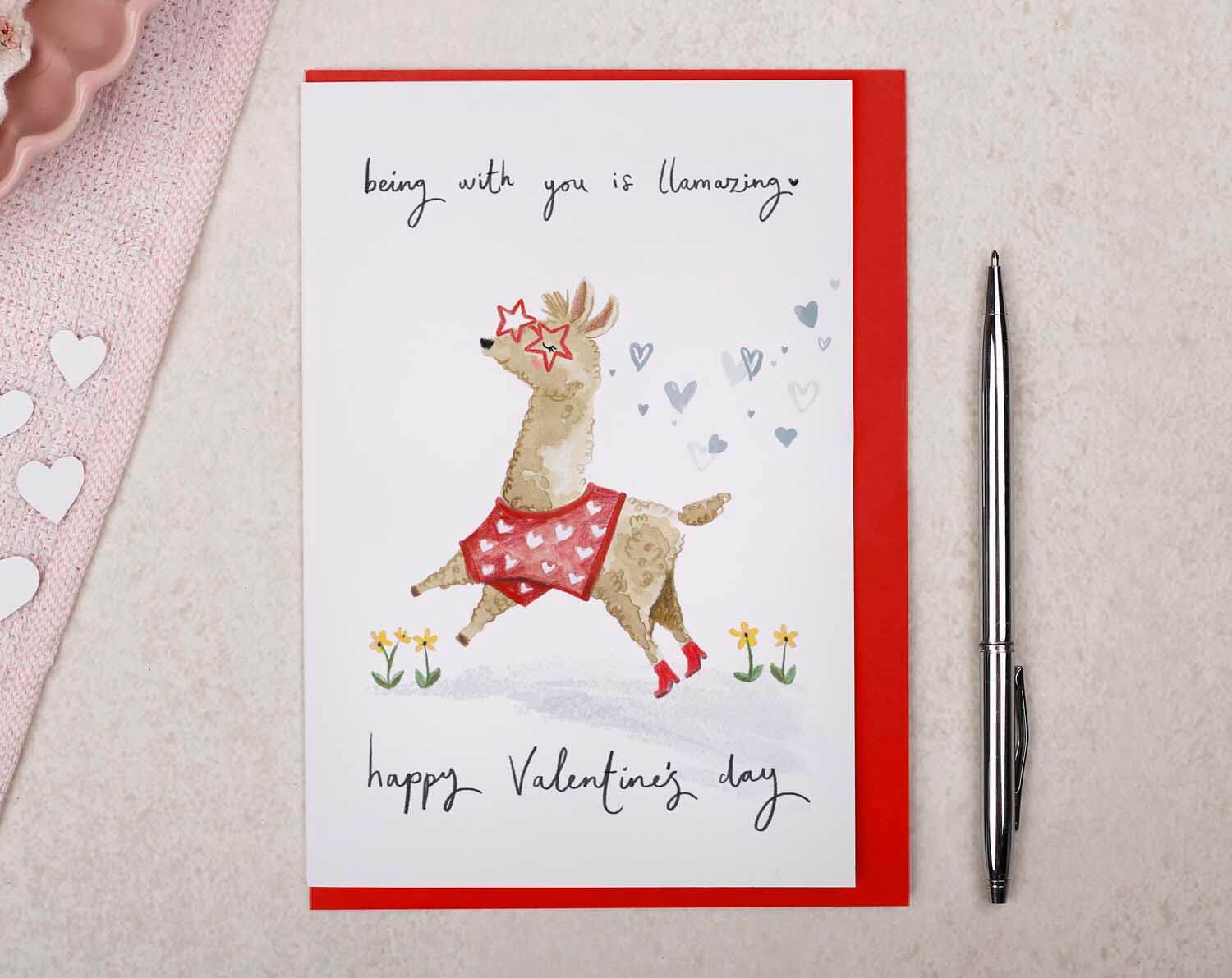 Llama Valentine Card. Greeting Cards designed by Making Meadows