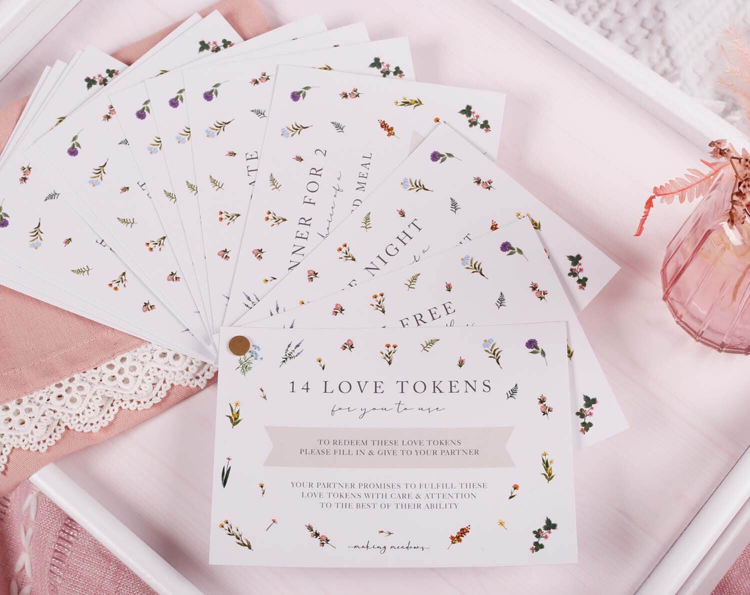 Love Tokens With Ditsy Flowers. Paper Products designed by Making Meadows