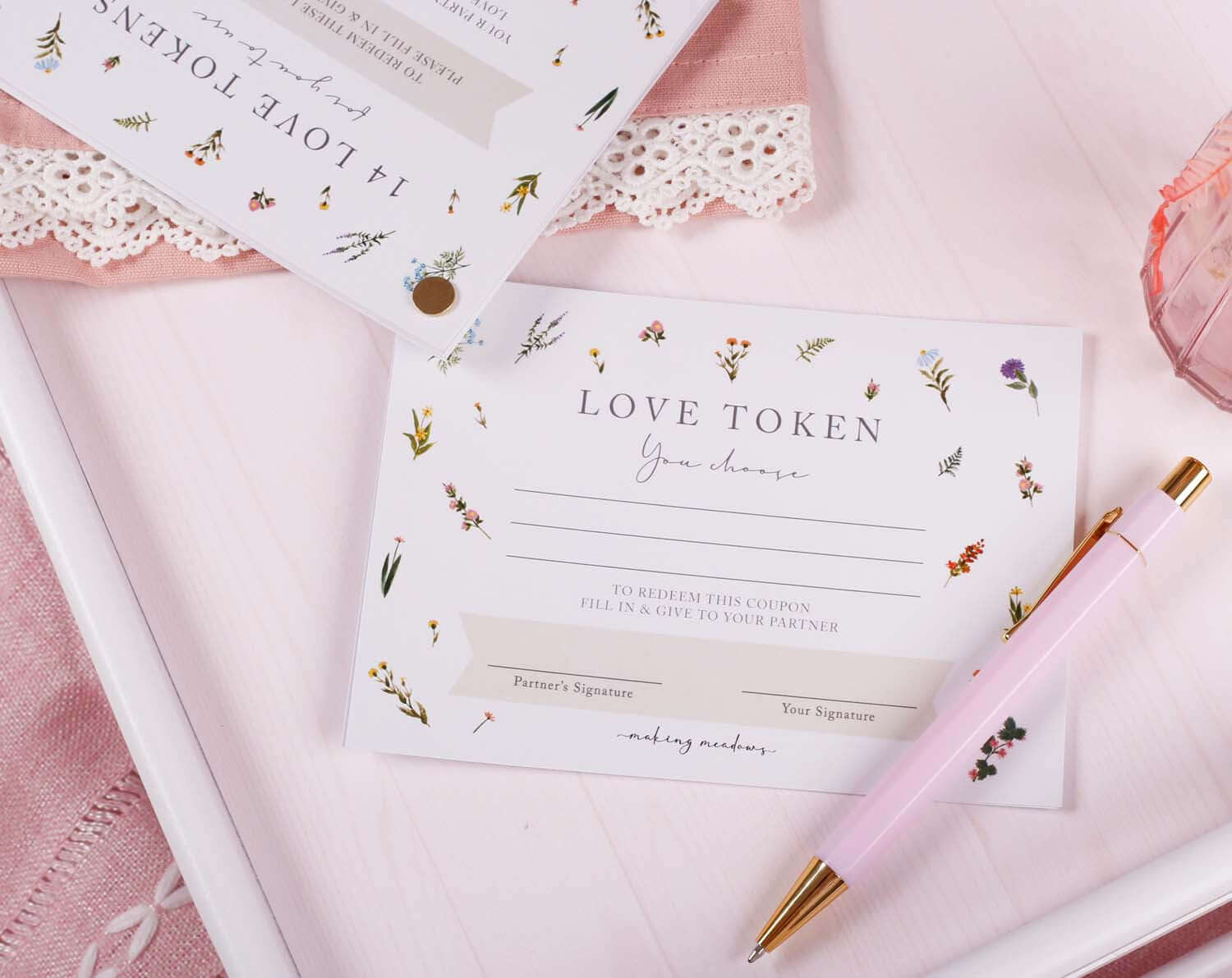 Love Tokens With Ditsy Flowers. Paper Products designed by Making Meadows